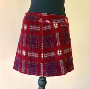 Vintage Miss Sixty Red Plaid Corduroy Mini Skirt